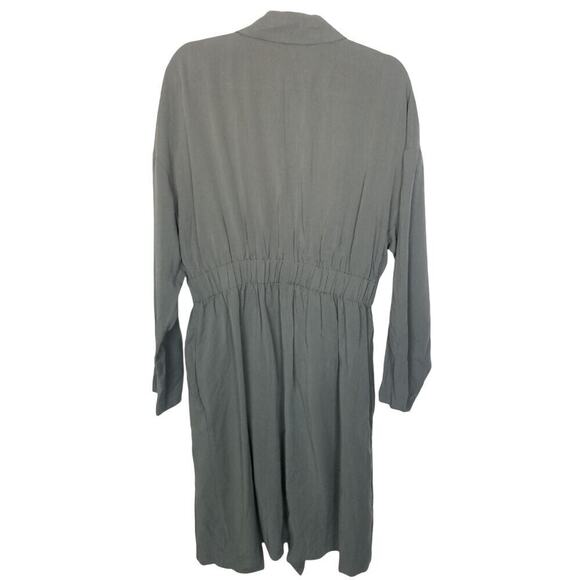 ASTR The Label Womens Tie Front Duster Trench Coat Sz M Relaxed Minimalist Olive - Picture 9 of 9